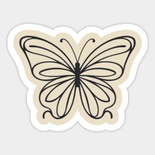 The butterfly is drawn in a monotonous colorless manner Sticker